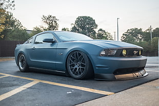 blue Ford Mustang 5.0 coupe, tuning, Ford Mustang, Shelby, Shelby GT
