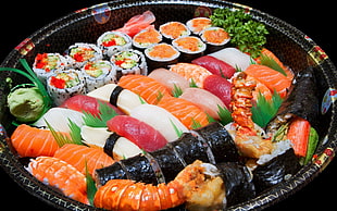 assorted kind of Japanese sushi dishes