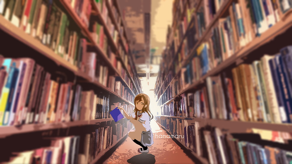 female anime character clipart, library, blurred, Love Live! HD wallpaper