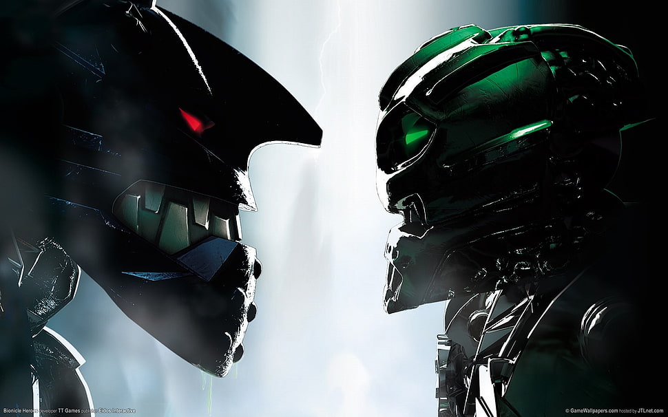 two blue and green robot wallpaper, Bionicle , Toa HD wallpaper