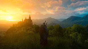 The Witcher digital wallpaper, The Witcher 3: Wild Hunt, video games, screen shot, Geralt of Rivia