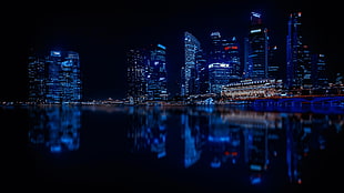 city landscape during nighttime wallpaper HD wallpaper