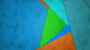 green, blue, and orange abstract illustration, square, minimalism, colorful HD wallpaper