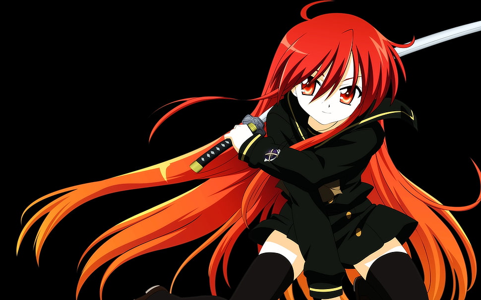 red haired anime character HD wallpaper