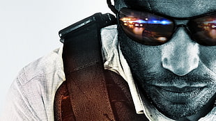 men's black sunglasses with frames, Battlefield, Battlefield Hardline, video games, dice