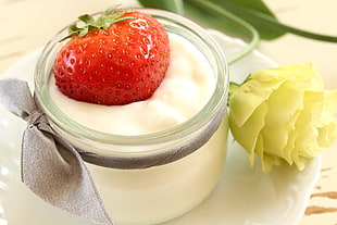 jar of yogurt with strawberry