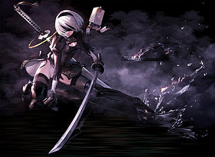 anime character holding sword illustration