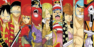 One-Piece characters wallpaper, One Piece, Sanji, Roronoa Zoro, Monkey D. Luffy