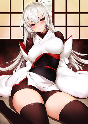 white haired female anime character