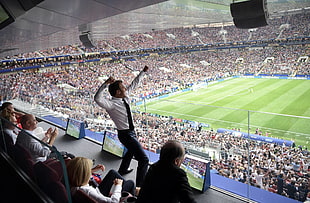 men's white dress shirt, Emmanuel Macron, FIFA World Cup, Vladimir Putin, Russia HD wallpaper