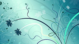 teal and black digital wallpaper, abstract, shapes, digital art