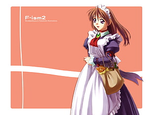 brown-haired female anime character digital wallpaper
