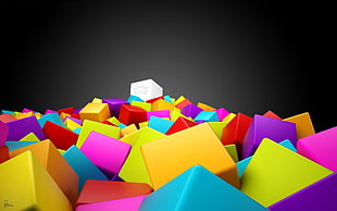 assorted-color block toy lot, abstract, crown, colorful, cube HD wallpaper