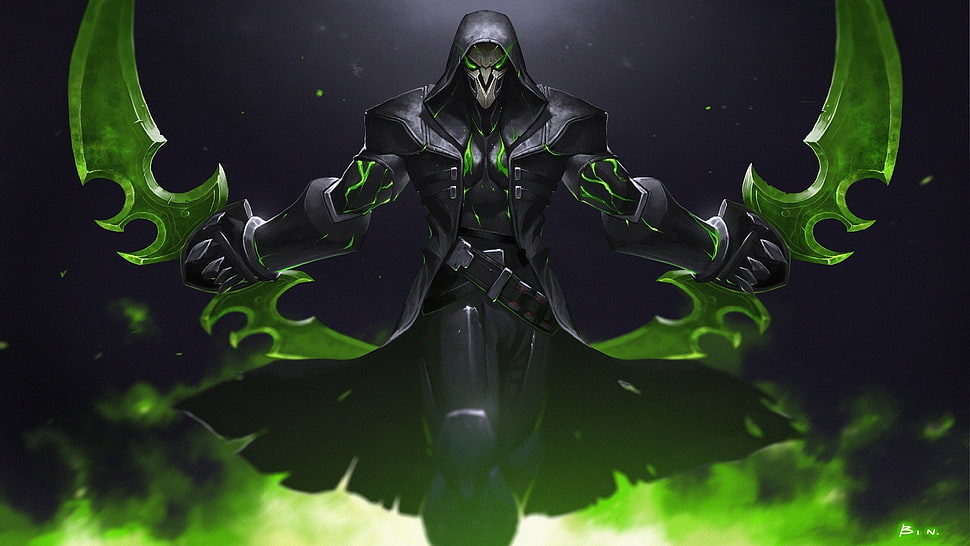 man holding blade 3D wallpaper, Reaper (Overwatch), Overwatch, Warcraft, demon HD wallpaper