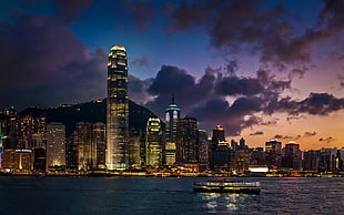 mirror building, landscape, Hong Kong, harbor, skyscraper