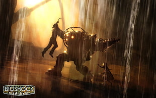 brown wooden table with chairs, BioShock, video games, mech, Big Daddy HD wallpaper