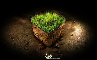 soil and green grass wallpaper, Minecraft, grass, dirt, video games