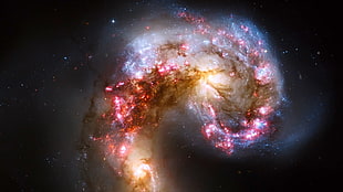 pink and blue galaxy digital wallpaper, space, stars, galaxy, nebula HD wallpaper