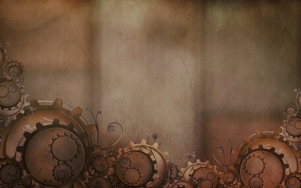 white gears illustrations HD wallpaper