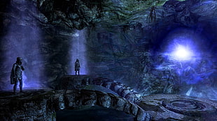 cave digital wallpaper, The Elder Scrolls V: Skyrim, cave, Daedric