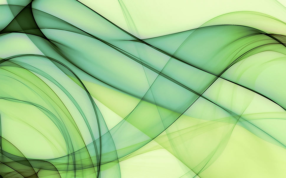 green digital wallpaper, abstract, shapes, lines, digital art HD wallpaper