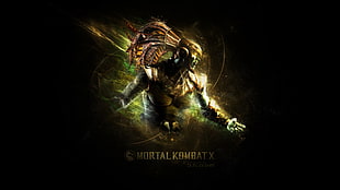 Mortal Kombat X Scorpion illustration, video games, Mortal Kombat X, Mortal Kombat, simple background HD wallpaper