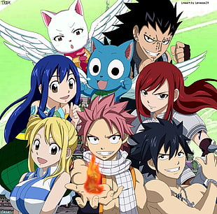 Fairytale anime logo, Fairy Tail, Heartfilia Lucy , Dragneel Natsu, Fullbuster Gray 