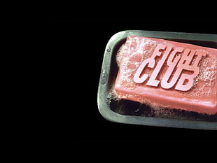 red Fight Club soap bar, Fight Club, movies, black background, soap