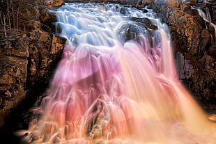 multicolored waterfalls during daytime