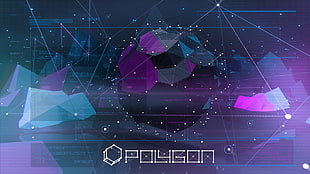 purple and blue Polygon 3D digital wallpaper