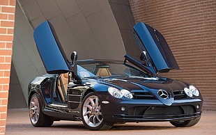 black Mercedes-Benz sports car, Mercedes-Benz, car, vehicle