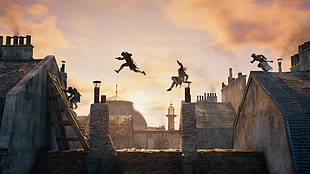 Assassin's Creed digital wallpaper, Assassin's Creed, video games, rooftops, parkour