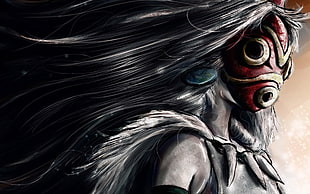 red masked female anime character HD wallpaper