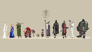illustration of Orc, Elf, Human, Dwarfs, and fairy HD wallpaper