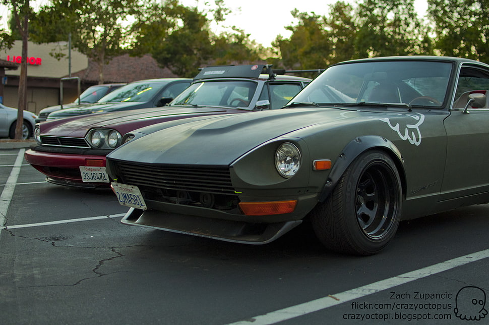 grey car, car, Datsun HD wallpaper