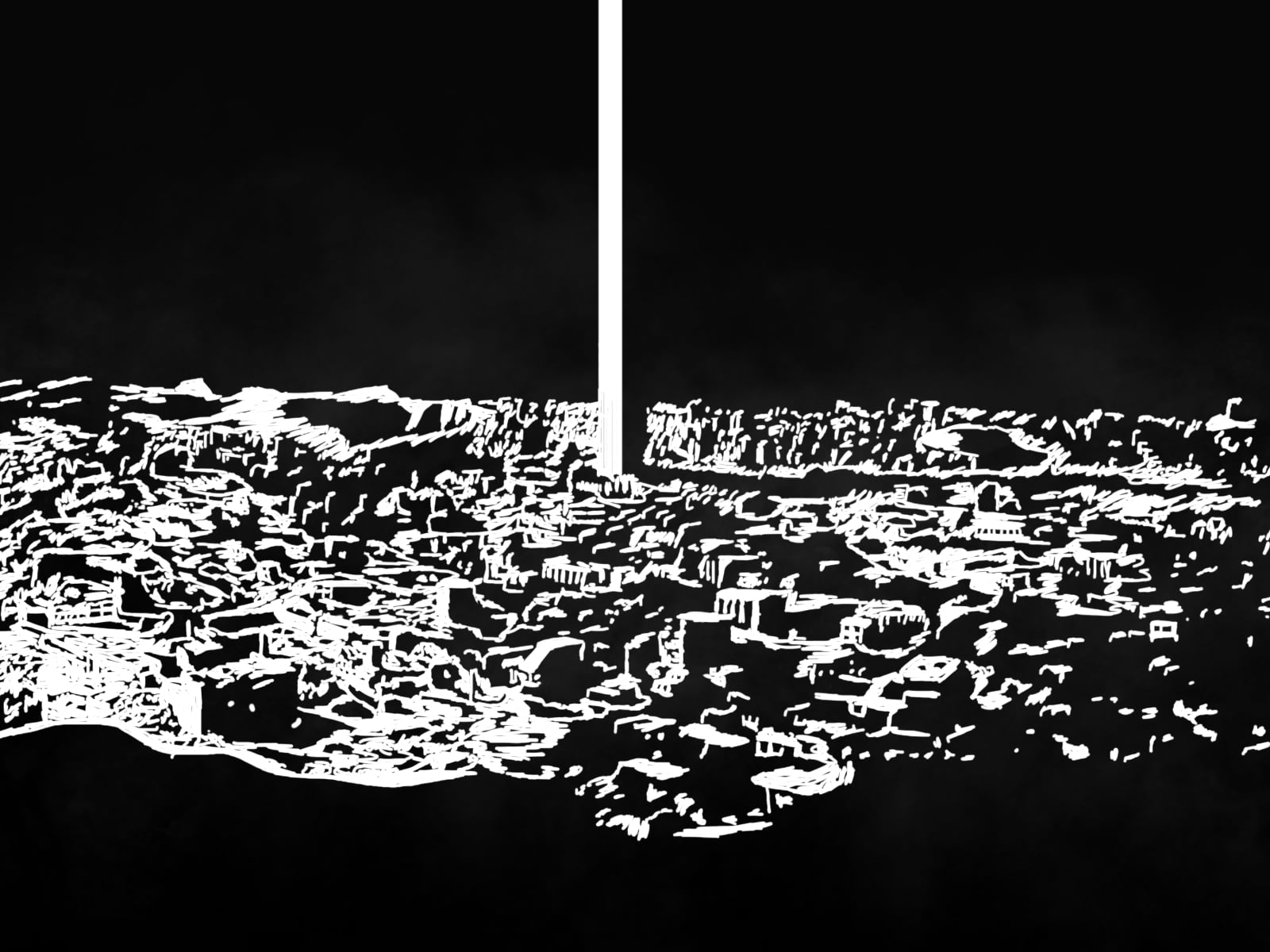 drawing, monochrome, apocalyptic, cityscape
