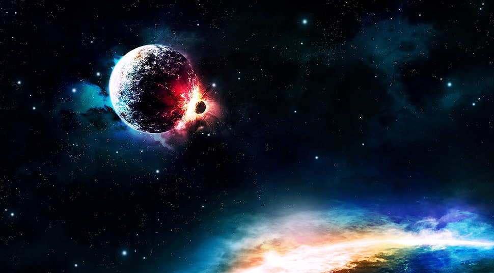 planet digital wallpaper, digital art, planet, apocalyptic, space art HD wallpaper