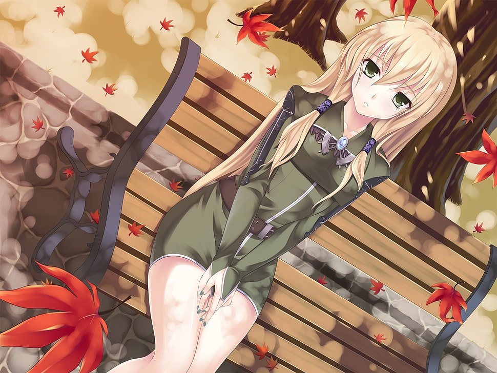 blonde haired female anime character HD wallpaper