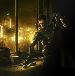 man in black suit jacket, Deus Ex HD wallpaper