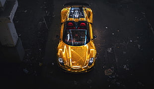 gold convertible die-cast model, vehicle, Porsche, car, yellow cars