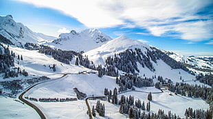 aerial view of snowy mountain during daytime