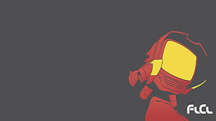 red and yellow monitor character illustration, FLCL, simple background HD wallpaper