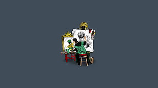 Power Ranger green painting, triple self portrait, Power Rangers, Tommy Oliver