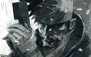 man holding pistol painting