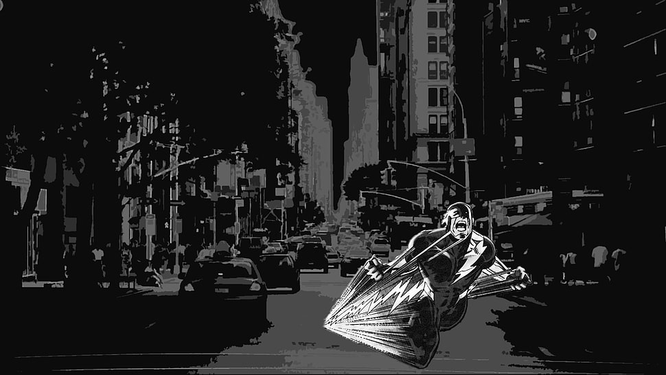 The Flash greyscale sketch, comics, comic books, superhero, DC Comics HD wallpaper