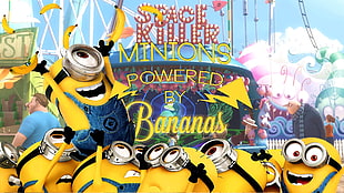 Space Killer Minions Powered by Bananas digital wallpaper