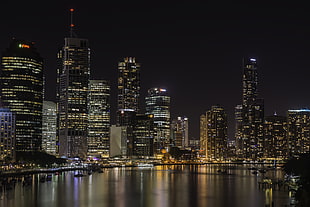 architectural photography of high-rise buildings near the body of water, brisbane HD wallpaper