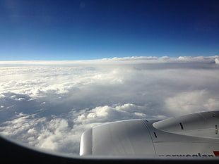 clear airplane window view, flying, clouds, vehicle, aircraft