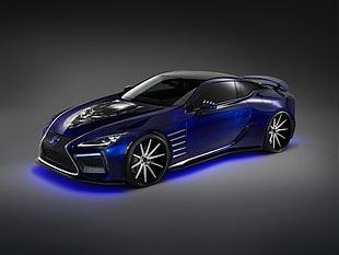 blue and black coupe with light HD wallpaper