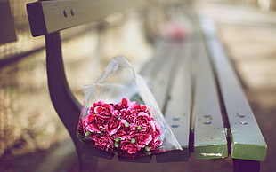 Bouquet,  Bench,  Carnations,  Close-up HD wallpaper